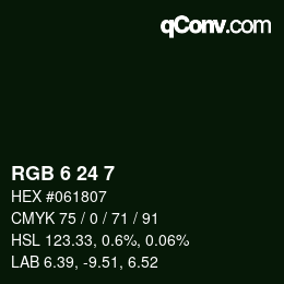 Color code: RGB 6 24 7 | qconv.com