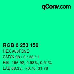 Color code: RGB 6 253 158 | qconv.com