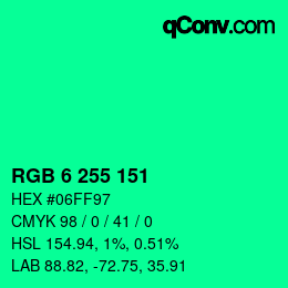 Color code: RGB 6 255 151 | qconv.com