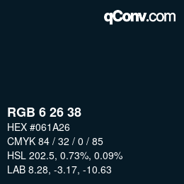 Color code: RGB 6 26 38 | qconv.com