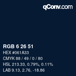 カラーコード: RGB 6 26 51 | qconv.com
