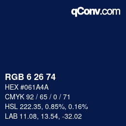 Color code: RGB 6 26 74 | qconv.com