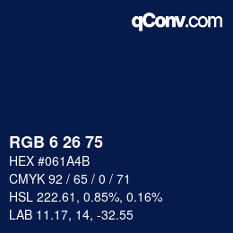 Color code: RGB 6 26 75 | qconv.com