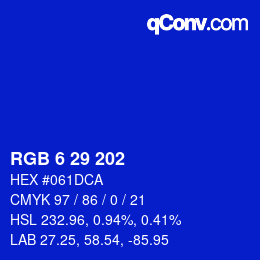 Color code: RGB 6 29 202 | qconv.com