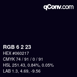 Color code: RGB 6 2 23 | qconv.com