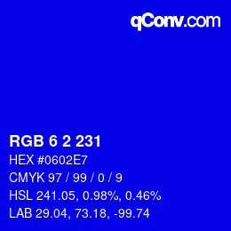 Color code: RGB 6 2 231 | qconv.com