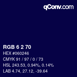 カラーコード: RGB 6 2 70 | qconv.com