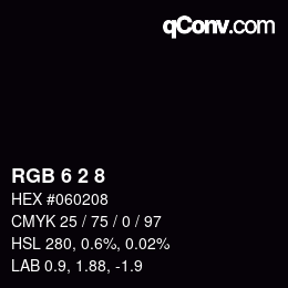 Color code: RGB 6 2 8 | qconv.com