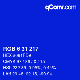 Color code: RGB 6 31 217 | qconv.com