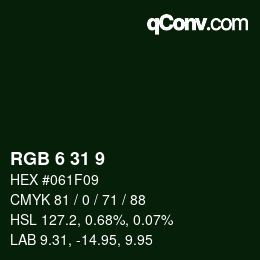 Color code: RGB 6 31 9 | qconv.com