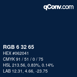 Color code: RGB 6 32 65 | qconv.com