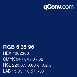 Color code: RGB 6 35 96 | qconv.com