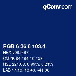 カラーコード: RGB 6 36.8 103.4 | qconv.com