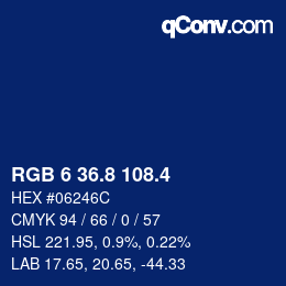 カラーコード: RGB 6 36.8 108.4 | qconv.com