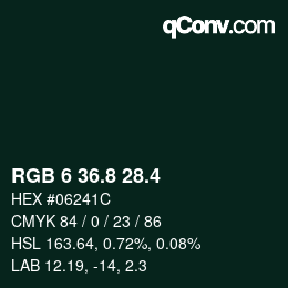 カラーコード: RGB 6 36.8 28.4 | qconv.com