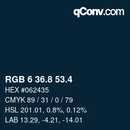 カラーコード: RGB 6 36.8 53.4 | qconv.com