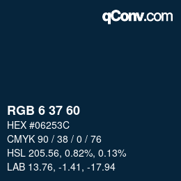 颜色代码: RGB 6 37 60 | qconv.com