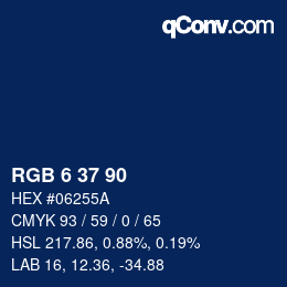 カラーコード: RGB 6 37 90 | qconv.com