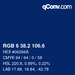 カラーコード: RGB 6 38.2 106.6 | qconv.com