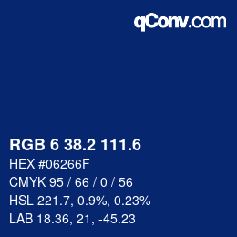 カラーコード: RGB 6 38.2 111.6 | qconv.com