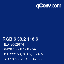 カラーコード: RGB 6 38.2 116.6 | qconv.com