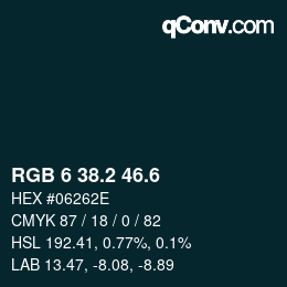 カラーコード: RGB 6 38.2 46.6 | qconv.com