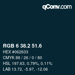 カラーコード: RGB 6 38.2 51.6 | qconv.com
