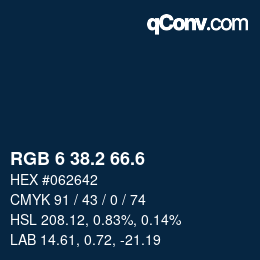 カラーコード: RGB 6 38.2 66.6 | qconv.com