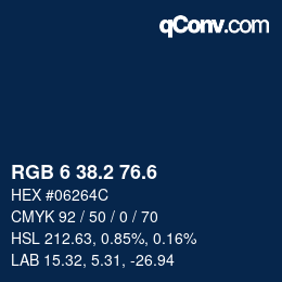 カラーコード: RGB 6 38.2 76.6 | qconv.com