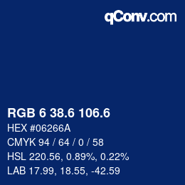 カラーコード: RGB 6 38.6 106.6 | qconv.com