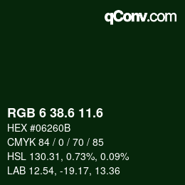 カラーコード: RGB 6 38.6 11.6 | qconv.com