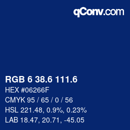 カラーコード: RGB 6 38.6 111.6 | qconv.com