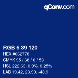 カラーコード: RGB 6 39 120 | qconv.com