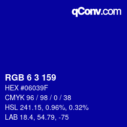 カラーコード: RGB 6 3 159 | qconv.com