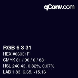 カラーコード: RGB 6 3 31 | qconv.com