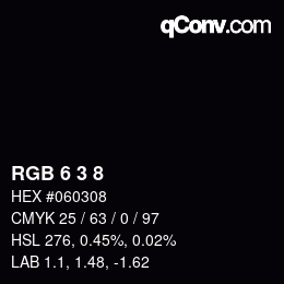 カラーコード: RGB 6 3 8 | qconv.com