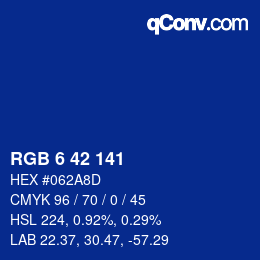 カラーコード: RGB 6 42 141 | qconv.com