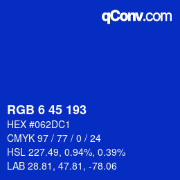 Color code: RGB 6 45 193 | qconv.com
