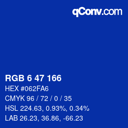 Color code: RGB 6 47 166 | qconv.com