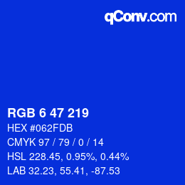 Color code: RGB 6 47 219 | qconv.com