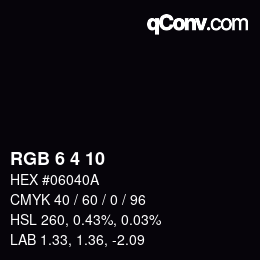 カラーコード: RGB 6 4 10 | qconv.com