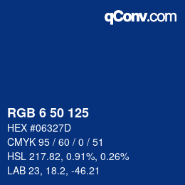 カラーコード: RGB 6 50 125 | qconv.com