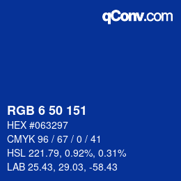 Color code: RGB 6 50 151 | qconv.com