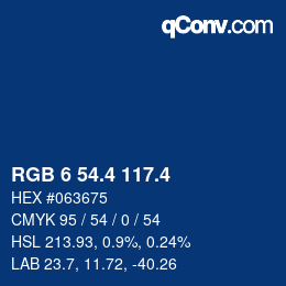 カラーコード: RGB 6 54.4 117.4 | qconv.com