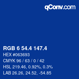カラーコード: RGB 6 54.4 147.4 | qconv.com