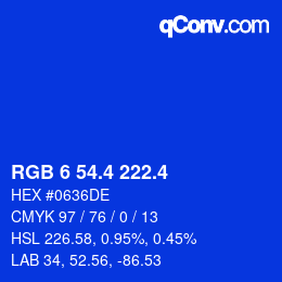 カラーコード: RGB 6 54.4 222.4 | qconv.com