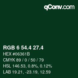 カラーコード: RGB 6 54.4 27.4 | qconv.com