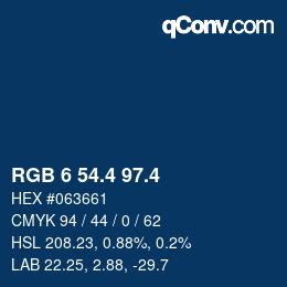 カラーコード: RGB 6 54.4 97.4 | qconv.com