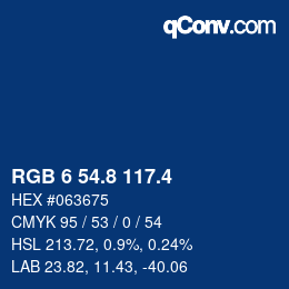 カラーコード: RGB 6 54.8 117.4 | qconv.com