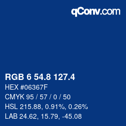 カラーコード: RGB 6 54.8 127.4 | qconv.com